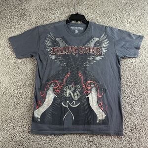 Rolling Stone Collection Shirt Mens Extra Large Gray Cyber Wings Guitars